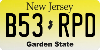NJ license plate B53RPD