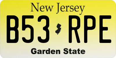 NJ license plate B53RPE