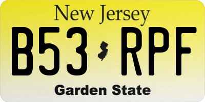 NJ license plate B53RPF