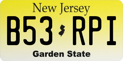 NJ license plate B53RPI