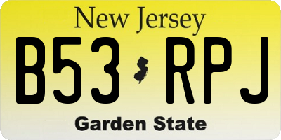 NJ license plate B53RPJ