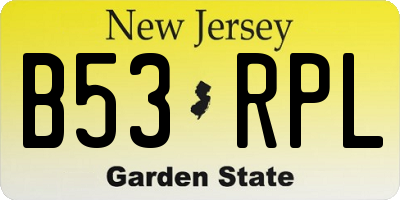 NJ license plate B53RPL