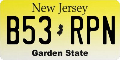 NJ license plate B53RPN