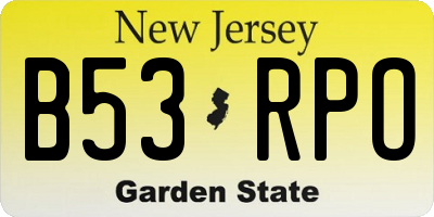 NJ license plate B53RPO
