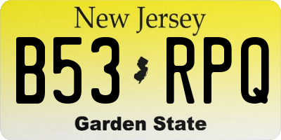 NJ license plate B53RPQ