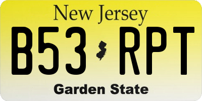 NJ license plate B53RPT