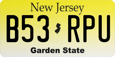 NJ license plate B53RPU