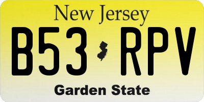 NJ license plate B53RPV