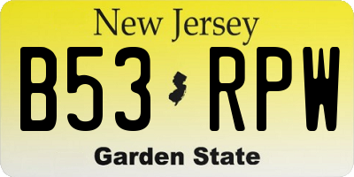NJ license plate B53RPW