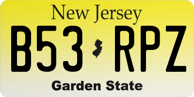 NJ license plate B53RPZ
