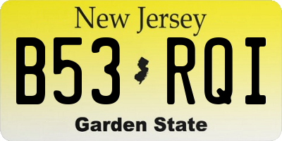 NJ license plate B53RQI