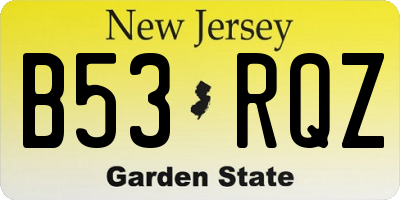 NJ license plate B53RQZ