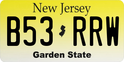 NJ license plate B53RRW