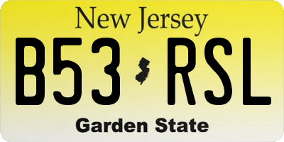 NJ license plate B53RSL