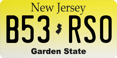 NJ license plate B53RSO