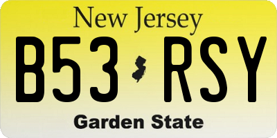 NJ license plate B53RSY