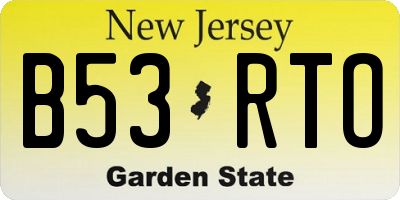 NJ license plate B53RTO