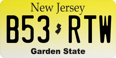 NJ license plate B53RTW