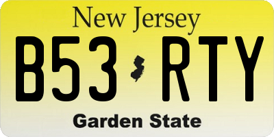 NJ license plate B53RTY