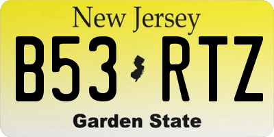 NJ license plate B53RTZ