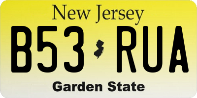 NJ license plate B53RUA