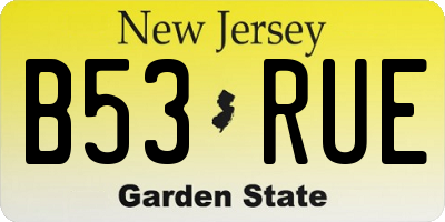 NJ license plate B53RUE