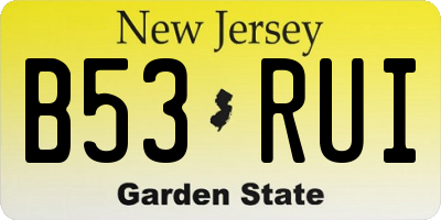 NJ license plate B53RUI