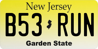 NJ license plate B53RUN