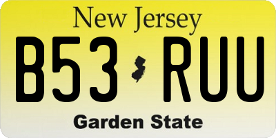 NJ license plate B53RUU