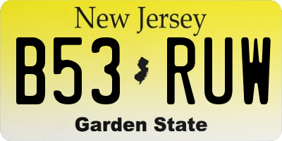 NJ license plate B53RUW