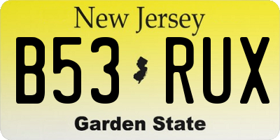 NJ license plate B53RUX