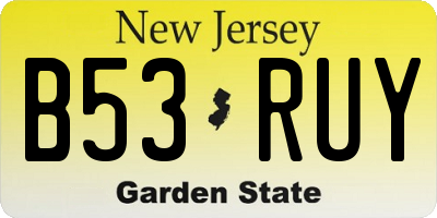 NJ license plate B53RUY