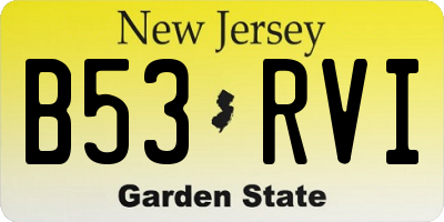 NJ license plate B53RVI