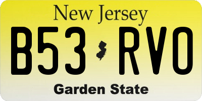 NJ license plate B53RVO