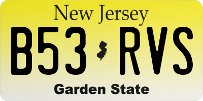 NJ license plate B53RVS