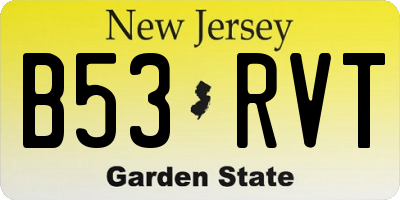 NJ license plate B53RVT