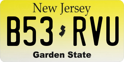 NJ license plate B53RVU