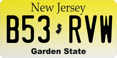 NJ license plate B53RVW