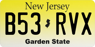 NJ license plate B53RVX