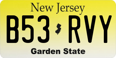 NJ license plate B53RVY