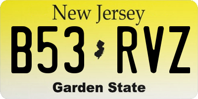 NJ license plate B53RVZ