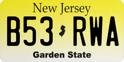 NJ license plate B53RWA