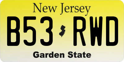 NJ license plate B53RWD