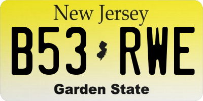 NJ license plate B53RWE