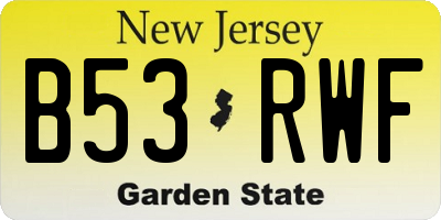 NJ license plate B53RWF