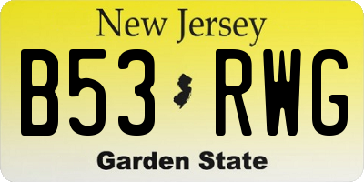 NJ license plate B53RWG