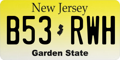NJ license plate B53RWH