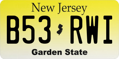 NJ license plate B53RWI
