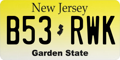 NJ license plate B53RWK