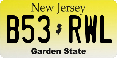 NJ license plate B53RWL